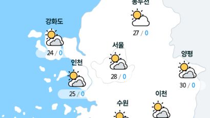 [실시간 수도권 날씨] 오후 5시 현재 대체로 흐림