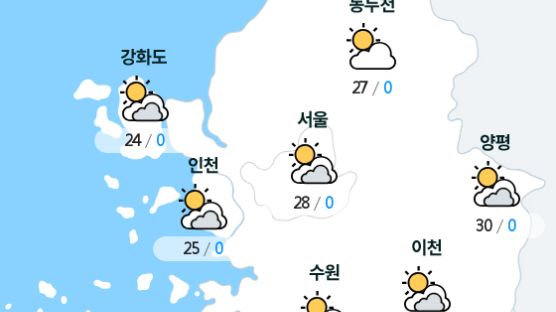 [실시간 수도권 날씨] 오후 5시 현재 대체로 흐림