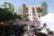 지난 29일 울산시 동구 한마음회관 앞에서 현대중공업 노조가 집회를 열고 있다.[연합뉴스]