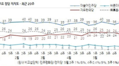 민주·한국당 지지율 격차 17%p…文 ‘긍·부정’ 45% 팽팽