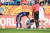 4일 폴란드 루블린 경기장에서 열린 일본과 U-20 월드컵 16강전. 전반 이강인이 터치 라인 부근에서 상대의 가격으로 코를 만지며 그라운드에 앉아 있다. [연합뉴스]