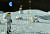 미국 항공우주국(NASA)이 그린 달 탐사계획 아르테미스 계획의 컴퓨터 그래픽 이미지. 2024년 달의 남극지역에 내린 우주인들의 탐사 모습. [사진 미국 항공우주국]