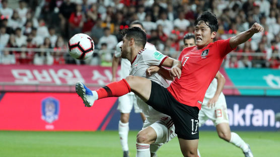 '나상호 크로스바 강타' 한국, 이란과 평가전 전반 0-0