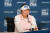 고진영이 19일(한국시간) 미국 미네소타주 채스카의 헤이즐틴 내셔널 골프클럽에서 열린 KPMG 여자 PGA 챔피언십 공식 기자회견에 참석해 취재진 질문에 답변하고 있다. [PGA of America 제공, 연합뉴스]