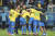 브라질 선수들이 파라과이를 꺾고 코파 아메리카 4강행을 확정지은 뒤 환호하고 있다. [AP=연합뉴스]