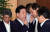 지난해 8월 청와대 수석보좌관 회의에 참석한 윤종원 경제수석, 정태호 일자리수석, 조국 민정수석(왼쪽부터). / 사진:청와대 사진기자단