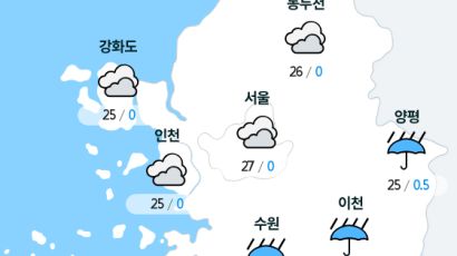 [실시간 수도권 날씨] 오후 3시 현재 대체로 흐리고 곳에 따라 비