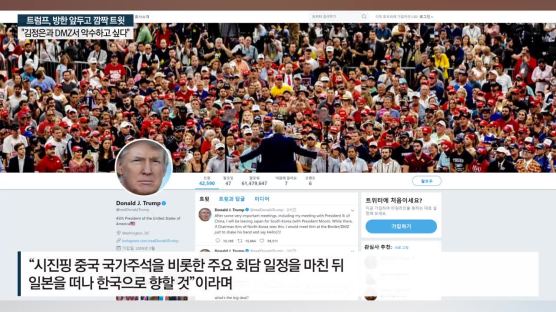 트럼프 "김정은과 DMZ서 악수하고 싶다" 방한 앞두고 깜짝 트윗