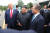 문재인 대통령과 김정은 북한 국무 위원장, 도널드 트럼프 미국 대통령이 30일 오후 판문점 남측 지역에서 함께 만나 사상 첫 남·북·미 3자 회동이 성사됐다. 청와대사진기자단