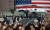 도널드 트럼프 미국 대통령은 지난달 30일 경기도 평택시 주한미군 오산공군기지에서 열린 장병 격려 행사에서도 헬기를 타고 연단에 올라 세간의 주목을 받았다. [연합뉴스]