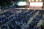 부산 지하철 노조가 9일 오후 부산 금정구 노포차량기지에서 조합원 비상총회를 열고 있다. [연합뉴스]