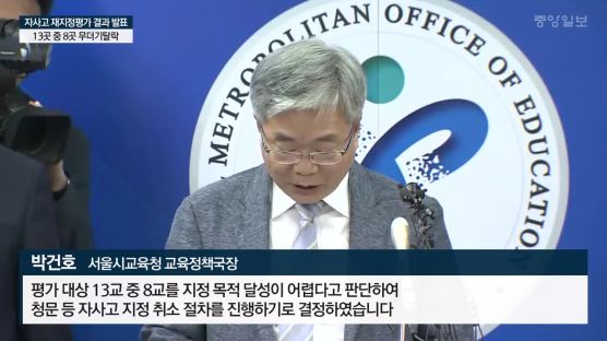 [속보]서울 자사고 8곳 대거 탈락…하나고 등 5곳 살아남았다