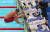 22일 광주광역시 광산구 남부대 시립국제수영장에서 열린 2019 광주세계수영선수권대회 경영 남자 배영 100m 예선에서 이탈리아의 시모네 사비오니가 출발대 고장으로 재경기를 하고 있다. [연합뉴스]