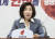 나경원 자유한국당 원내대표가 26일 국회에서 열린 원내대책회의에서 발언하고 있다. 임현동 기자