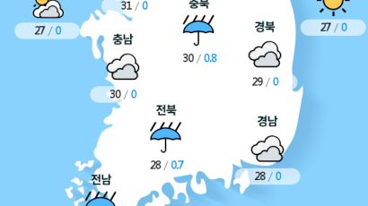 [실시간 전국 날씨] 오후 5시 현재 대체로 흐리고 곳에 따라 비