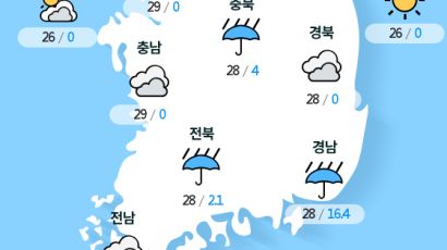 [실시간 전국 날씨] 오후 6시 현재 대체로 흐리고 곳에 따라 비