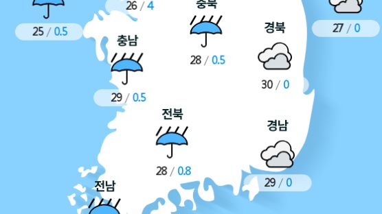 [실시간 전국 날씨] 오전 11시 현재 대체로 흐리고 비