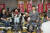  일본 ‘레이와신센구미’의 후나고 야스히코 의원(가운데)이 지난달 21일 참의원 선거 직후 당선이 확정된 뒤 축하 행사에 자리하고 있다.[AFP=연합뉴스]