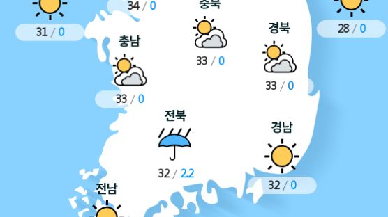 [실시간 전국 날씨] 오후 4시 현재 대체로 흐리고 곳에 따라 비