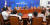 더불어민주당 이인영 원내대표(가운데)가 14일 오전 국회에서 취임 100일 기자간담회를 하고 있다. [연합뉴스]