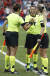 리버풀과 첼시와의 UEFA 슈퍼컵 경기 시작전 심판들이 손을 잡고 서로 격려하고 있다.[AP=연합뉴스]