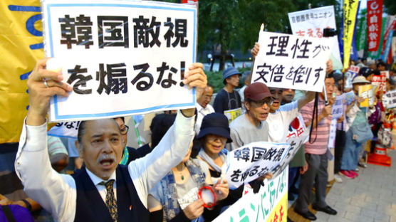 “한국 적대시 하지 말라” 日 국회 인근서 아베 정권 규탄 집회