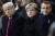 왼쪽부터 도널드 트럼프 미국 대통령, 앙겔라 메르켈 독일 총리, 에마뉘엘 마크롱 프랑스 대통령 [AP=연합뉴스]