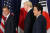 한미일 3개국 정상들이 2017년 7월 독일 함부르크에서 만났다. 문재인 대통령, 도널드 트럼프 미국 대통령, 아베 신조 일본 총리(왼쪽부터)가 만찬장으로 이동하고 있다. [청와대 사진기자단]
