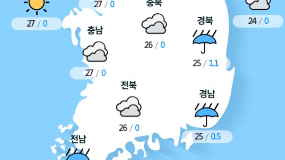 [실시간 전국 날씨] 오후 4시 현재 대체로 흐리고 곳에 따라 비