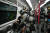 경찰이 1일(현지시간) 홍콩 퉁청역 전철에서 시위대를 조사하고 있다. [AFP=연합뉴스]