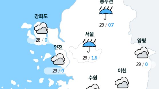 [실시간 수도권 날씨] 오후 12시 현재 대체로 흐리고 곳에 따라 비