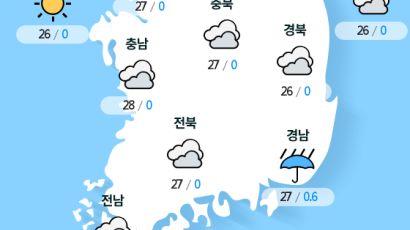 [실시간 전국 날씨] 오후 12시 현재 대체로 흐리고 곳에 따라 비