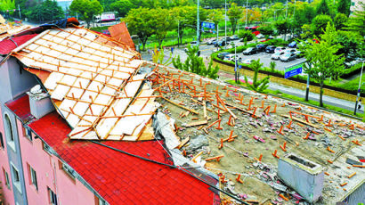 링링 역대 5번째 강풍…지붕 고치다 30m 날아가 참변