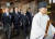 일본의 패전일이자 한국의 광복절인 지난 8월 15일 일본 초당파 의원 모임인 &#39;다함께 야스쿠니신사를 참배하는 국회의원 모임&#39; 소속 의원 50명이 야스쿠니신사를 집단 참배하고 있다. [교도=연합뉴스]