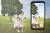 SK텔레콤의 증강현실(AR)앱인 &#39;점프 AR&#39;을 이용해 가상의 동물과 함게 가족 사진을 촬영하고 있는 모습. [사진 SK텔레콤] 