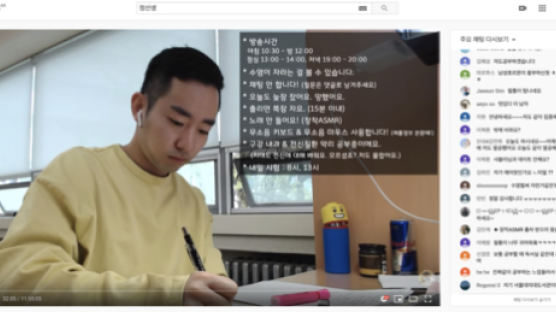 서울대생 공부 장면 생중계... 별 게 다 있는 유튜브 학습법