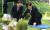 조국 법무부 장관이 14일 오전 부산 기장군 부산추모공원에 안장된 고 김홍영 전 검사 묘소에 참배하고 있다. 송봉근 기자