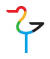 올림픽 아리바우길 앰블렘. 강원도를 상징하는 새 두루미를 형상화했고, 오륜기에 쓰이는 다섯 가지 색을 입혔다. 