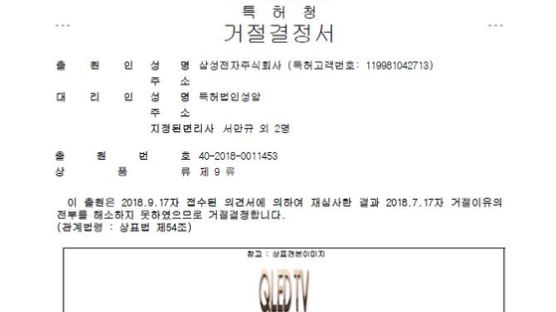 삼성 ‘QLED’ 상표권, 특허청서 두 차례 퇴짜