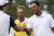 임성재(왼쪽)가 PGA 투어에서 처음 우승한 무뇨스에게 축하를 건네고 있다. [AP=연합뉴스]