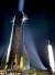 화성우주선 스타십(왼쪽)이 28일 오후 미국 텍사스 브라운스빌 보카치카 발사장에 모습을 드러냈다. 텍사스 발사장에 등장한 스타십 MK1은 높이가 50m에 이른다. [사진 스페이스X ]