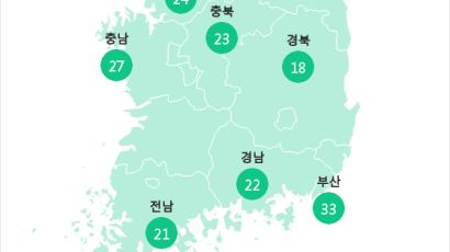 [9월 29일 PM2.5] 오후 5시 전국 초미세먼지 현황