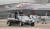 문재인 대통령이 1일 대구 공군기지에서 국군의 날 기념행사에서 정경두 국방부 장관과 함께 F-35A 스텔스 전투기를 사열하고 있다. [연합]