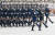 1일 중국 베이징 천안문 광장에서 열린 건국 70주년 열병식에서 대열을 지휘하고 있는 여장군들.[EPA=연합뉴스]