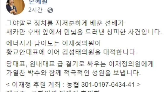 손혜원 "김성태, 정치를 지저분하게 배운 선배"