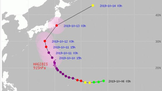 태풍 '하기비스' 북상에 일본 열도 초긴장…한반도는?