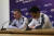 파울로 벤투 한국 대표팀 감독(왼쪽)이 14일 김일성경기장에서 공식 훈련을 마친 뒤 기자회견을 하고 있다. [연합뉴스]