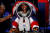 15일(현지시간) 미 워싱턴의 나사 본부에서 열린 차세대 우주복을 공개 행사에서 크리스틴 댄스가 신형우주복 &#39;xEMU&#39;(Exploration Extravehicular Mobility Unit)를 입고 있다. [AP=연합뉴스]