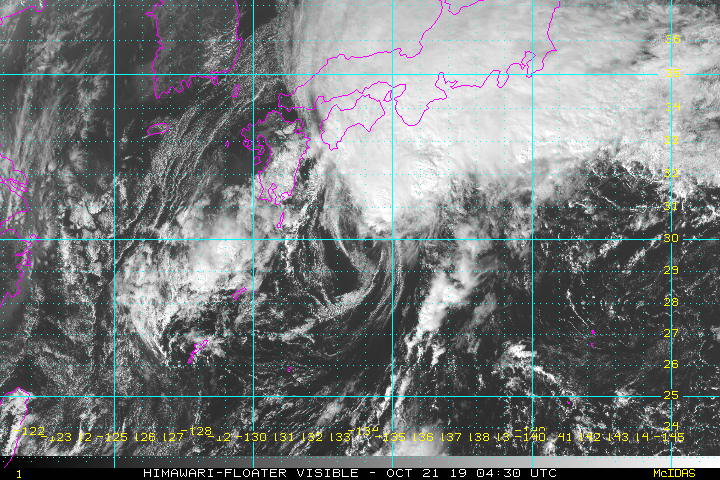 일본 도쿄를 향해 북상 중인 제20호 태풍 너구리. [사진 미 해양대기국(NOAA)]