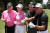 지난 5월 미국 텍사스에서 열린 열린 한 이벤트 대회에 아니카 소렌스탐(왼쪽 둘째)이 잭 니클라우스(왼쪽), 리 트레비노(오른쪽 둘째), 게리 플레이어(오른쪽)와 포즈를 취하고 있다. [AFP=연합뉴스]